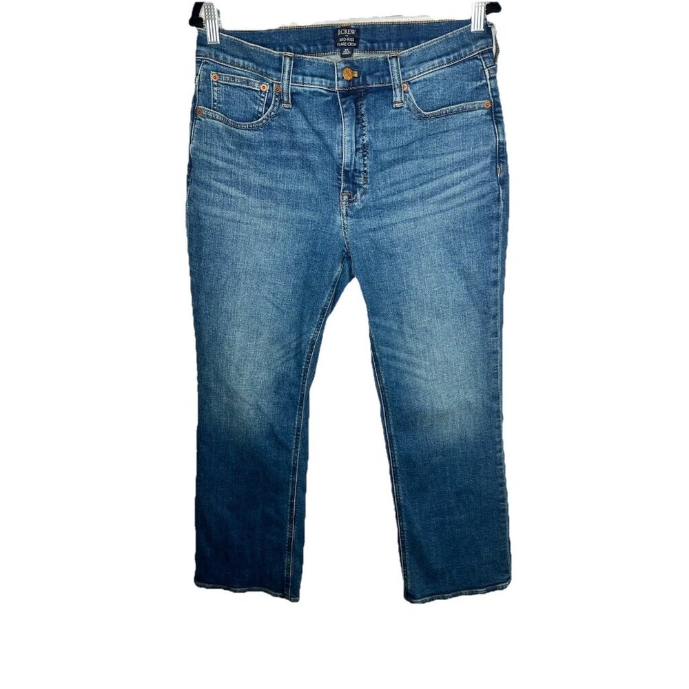J. CREW Mid-Rise Flare Crop Denim Women Jeans Size 30 NEW Blue Denim X